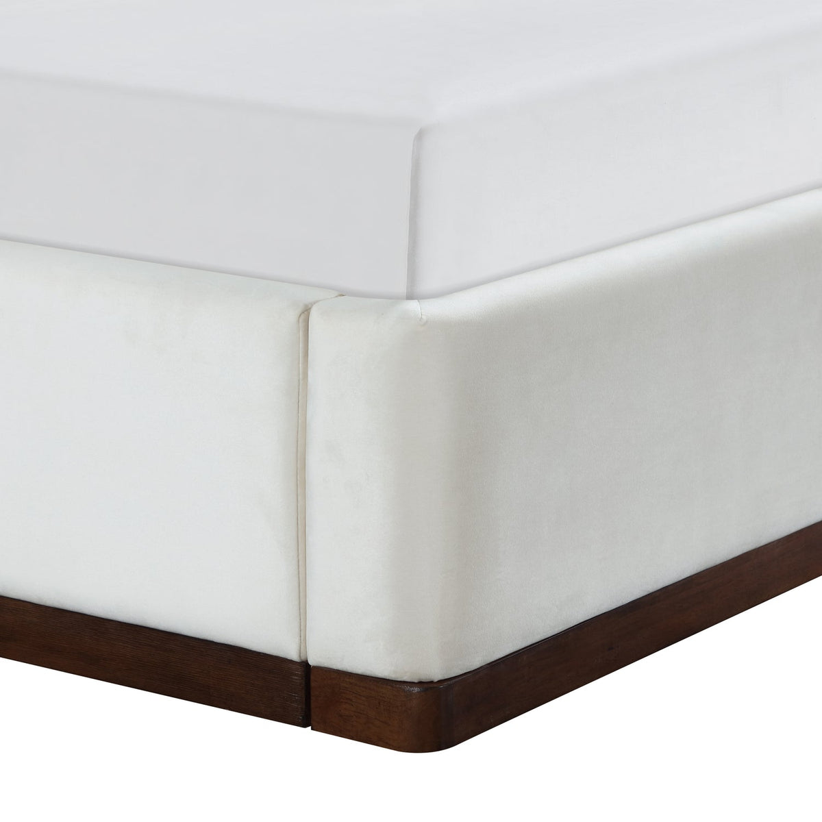 Rava Cream Beige Velvet Upholstered Bed