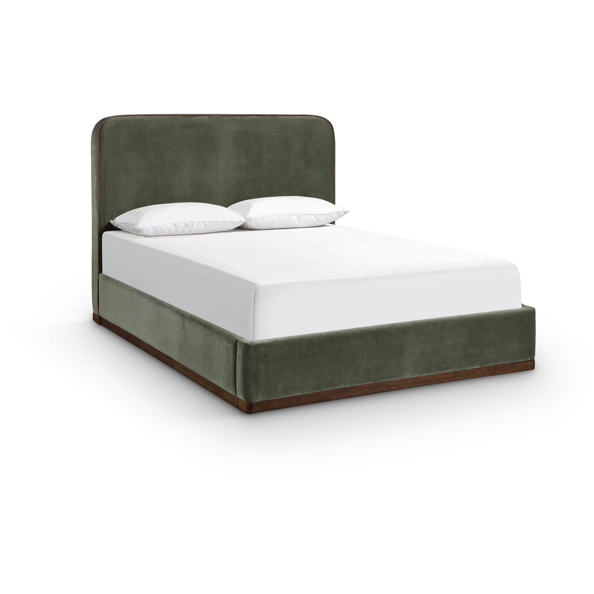 Rava Green Brown Velvet Upholstered Bed