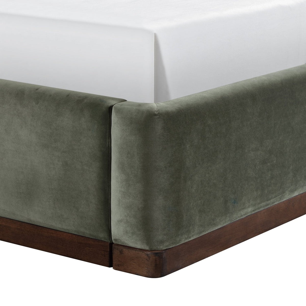 Rava Green Brown Velvet Upholstered Bed