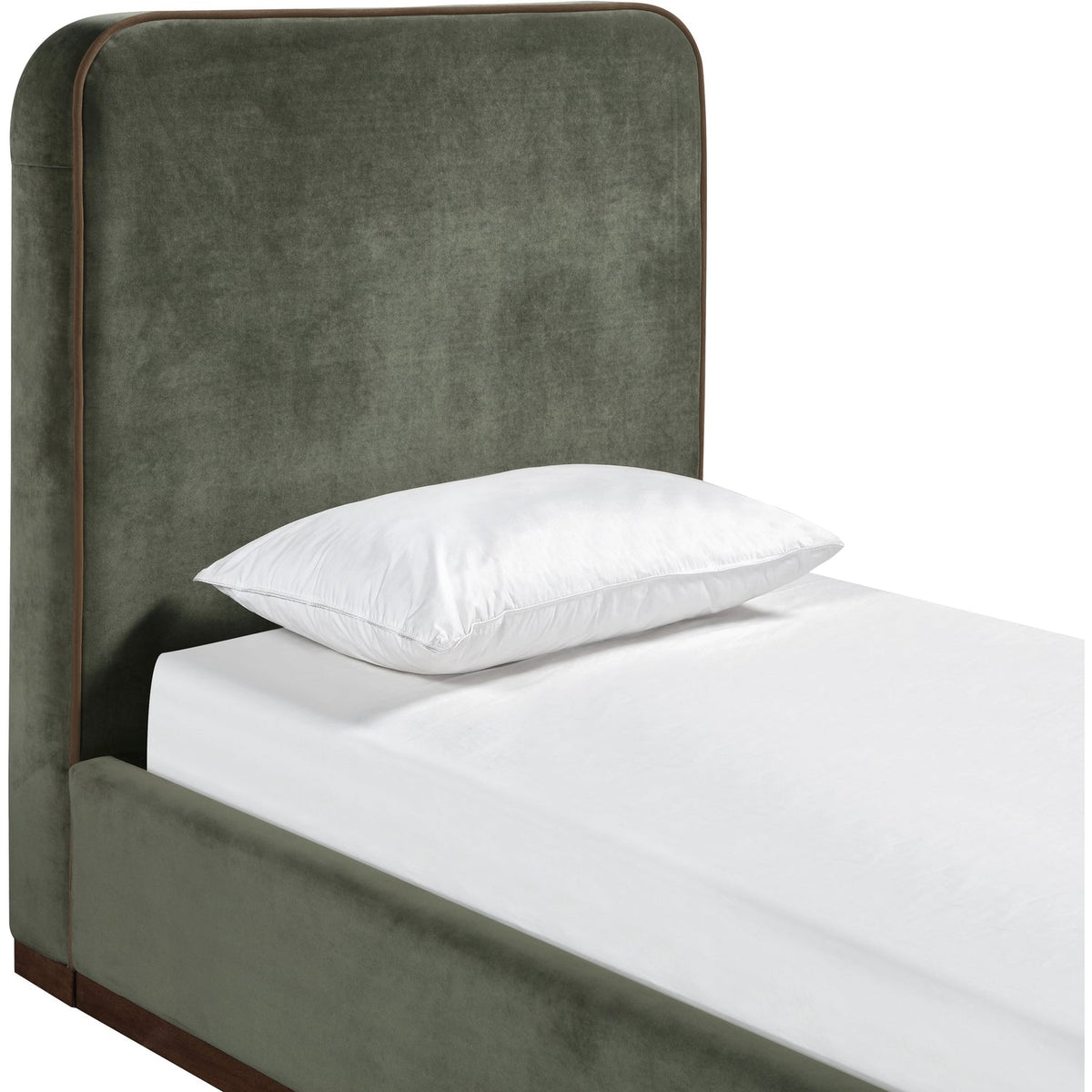 Rava Green Brown Velvet Upholstered Bed