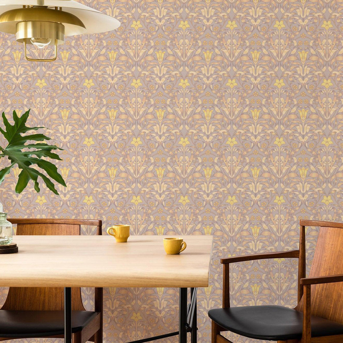 Mitchell Black Ribbon Lily Wallpaper