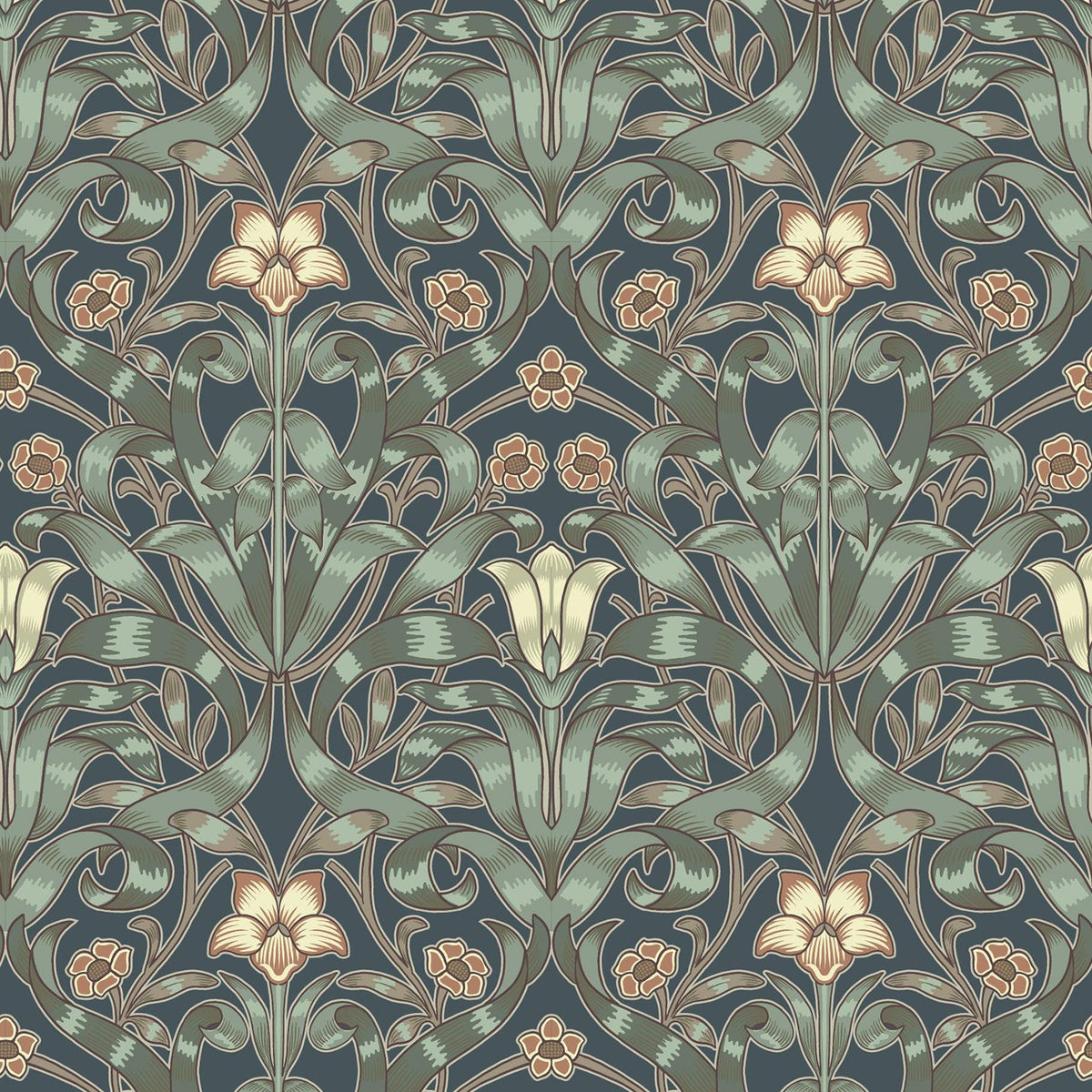 Mitchell Black Ribbon Lily Wallpaper