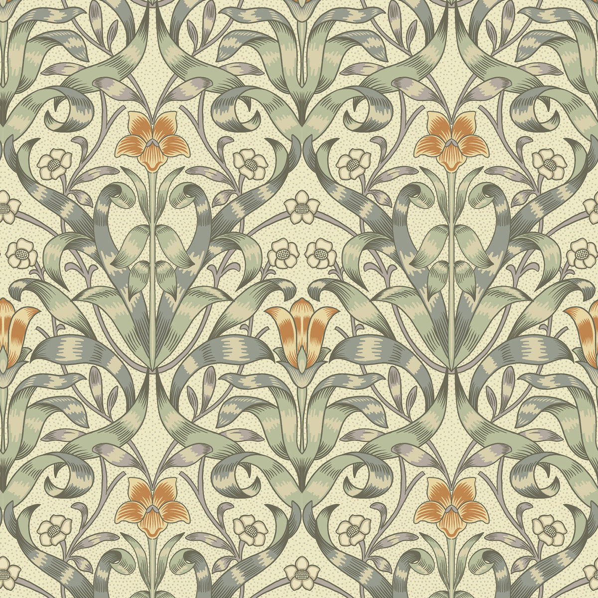 Mitchell Black Ribbon Lily Wallpaper