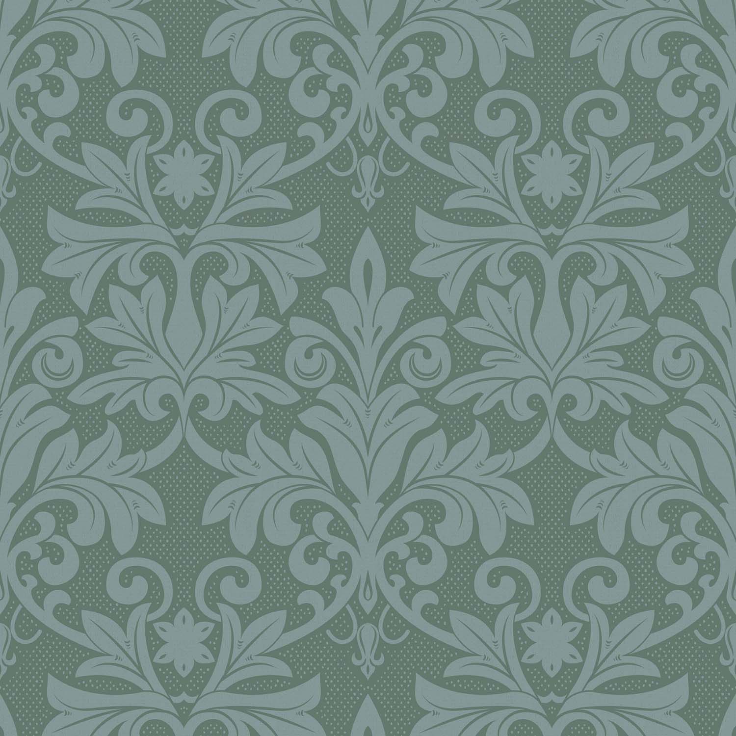 Rococo Relief designer wallpaper in Pale Blue Gray styled in a cheerful nursery