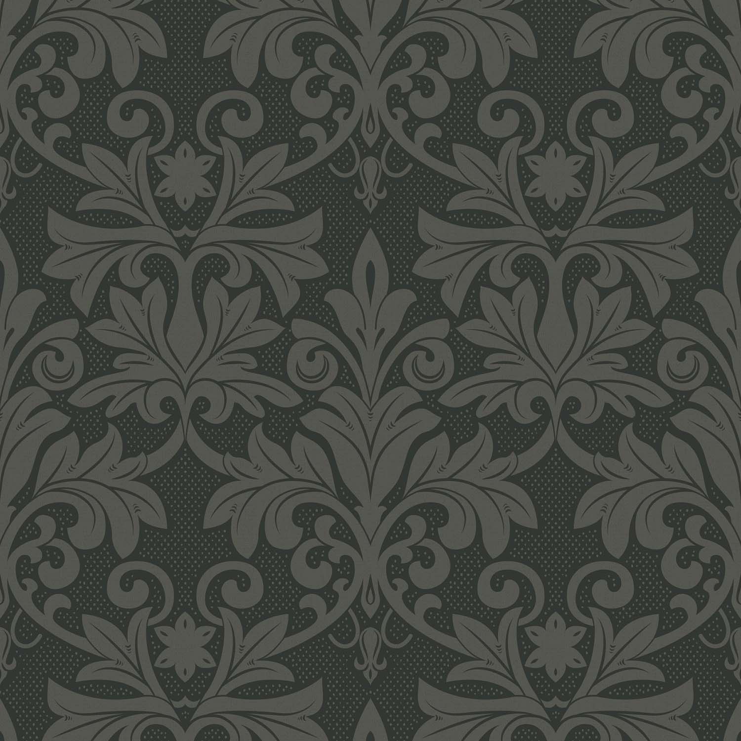 Mitchell Black Rococo Relief Wallpaper