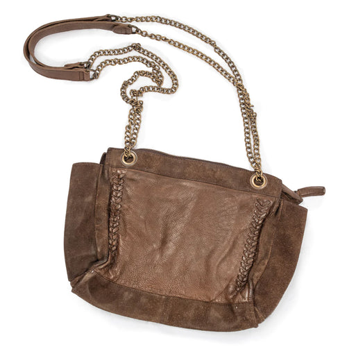 Sugarboo & Co Braided Suede Large Crossbody Chain Shoulder Bag