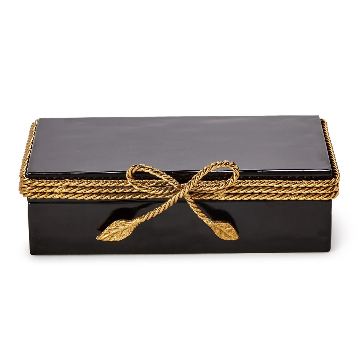 Golden Bow Enamel Covered Box