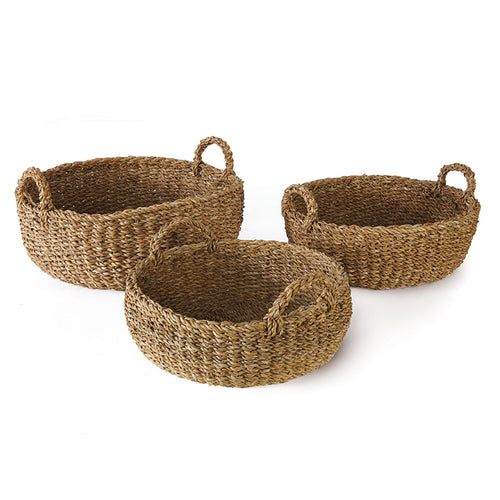 Seagrass Shallow Handle Basket Set of 3