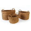 Seagrass Oval Handles & Cuffs Basket Set of 3