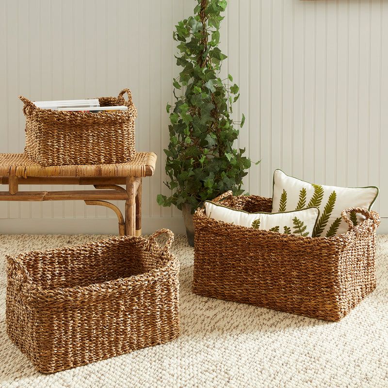Seagrass Rectangular Cuff Basket Set of 3