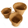 Seagrass Tapered Handle And Cuffs Basket Set of 3
