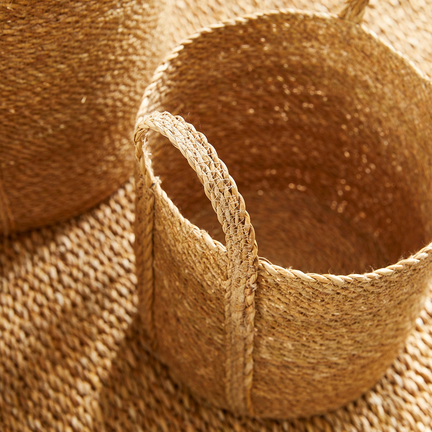 Seagrass Round Long Handle Basket Set of 3