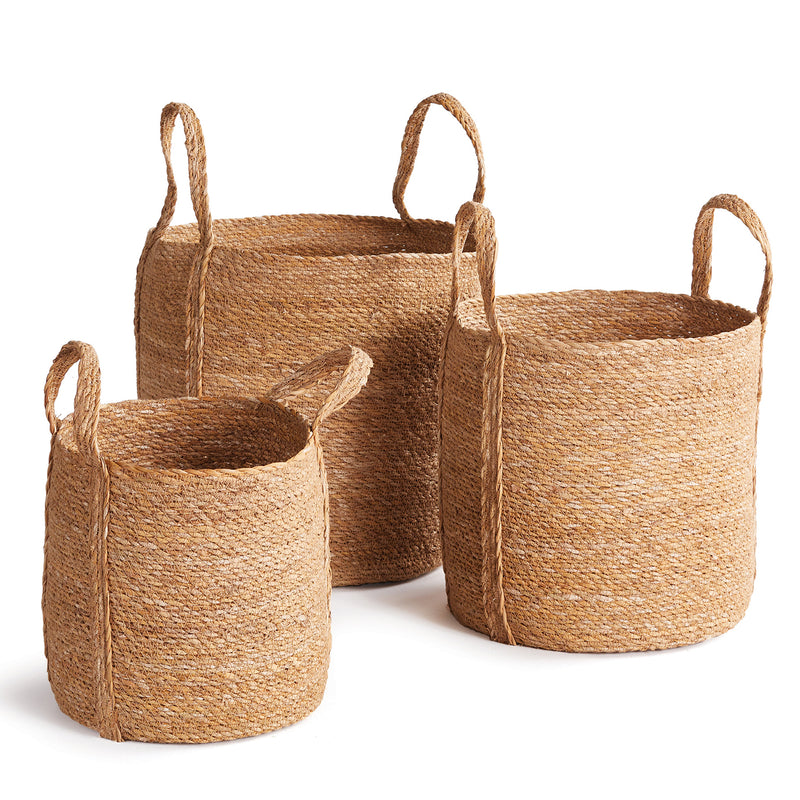 Seagrass Round Long Handle Basket Set of 3