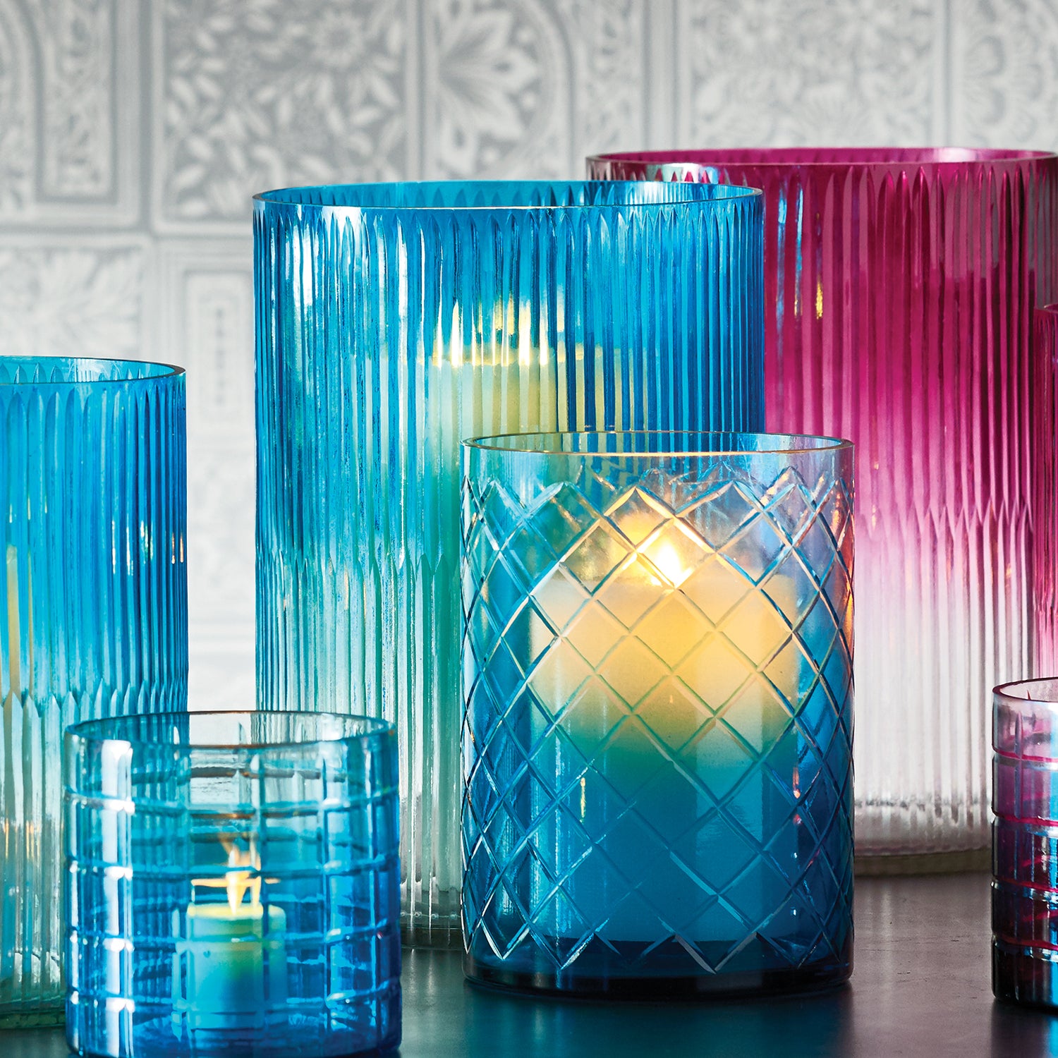Aurora Blue Hurricane Set of 2