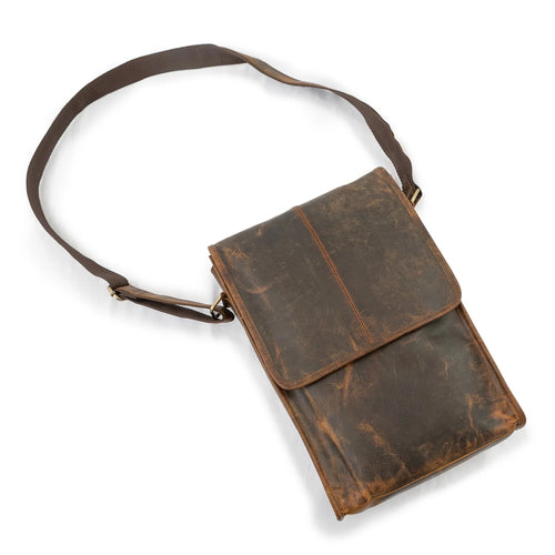 Sugarboo & Co Distressed Brown Leather Crossbody Briefcase