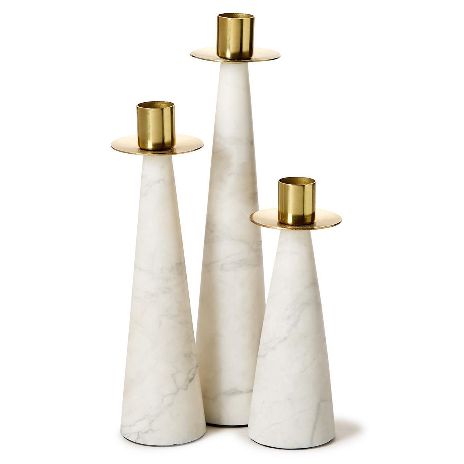 Marble Gold Brass Candle Holder Set of 3