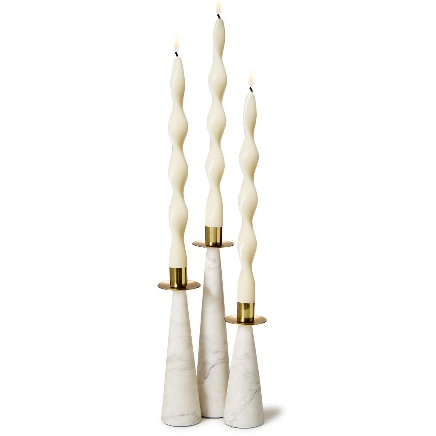 Marble Gold Brass Candle Holder Set of 3