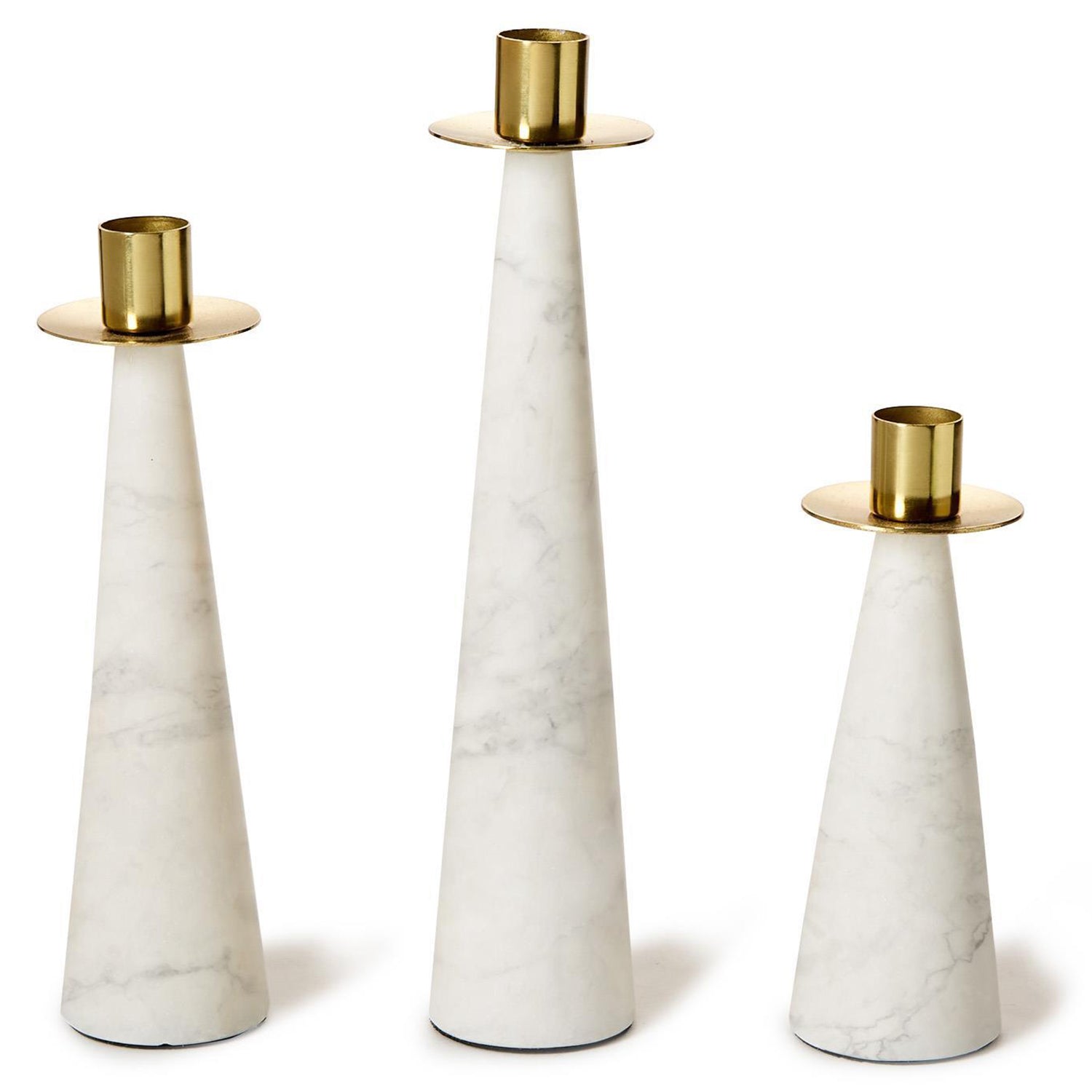 Marble Gold Brass Candle Holder Set of 3