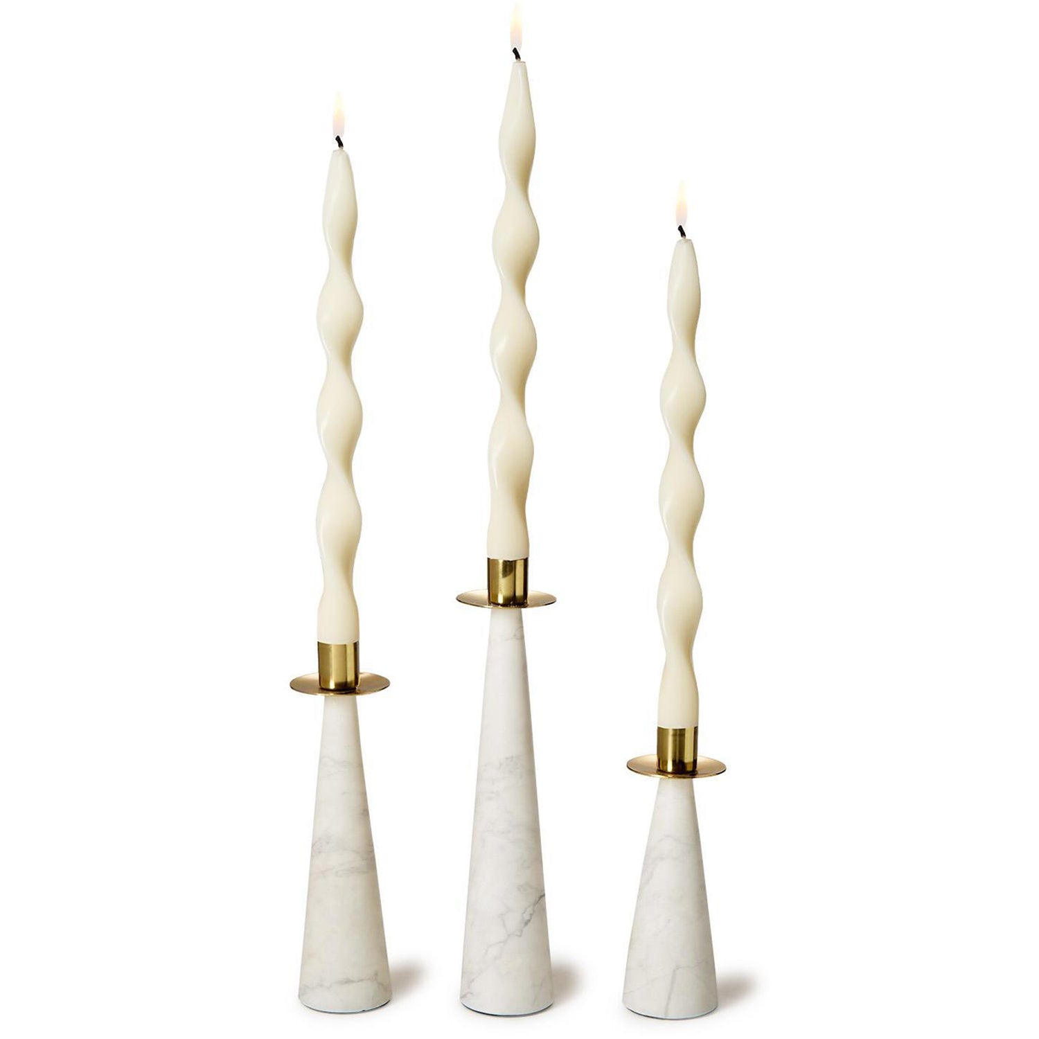 Marble Gold Brass Candle Holder Set of 3