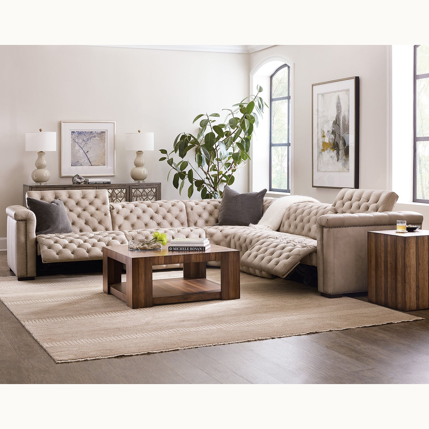 Hooker Furniture Savion Grandier 5-Piece Sectional with Power Recline & Power Headrest