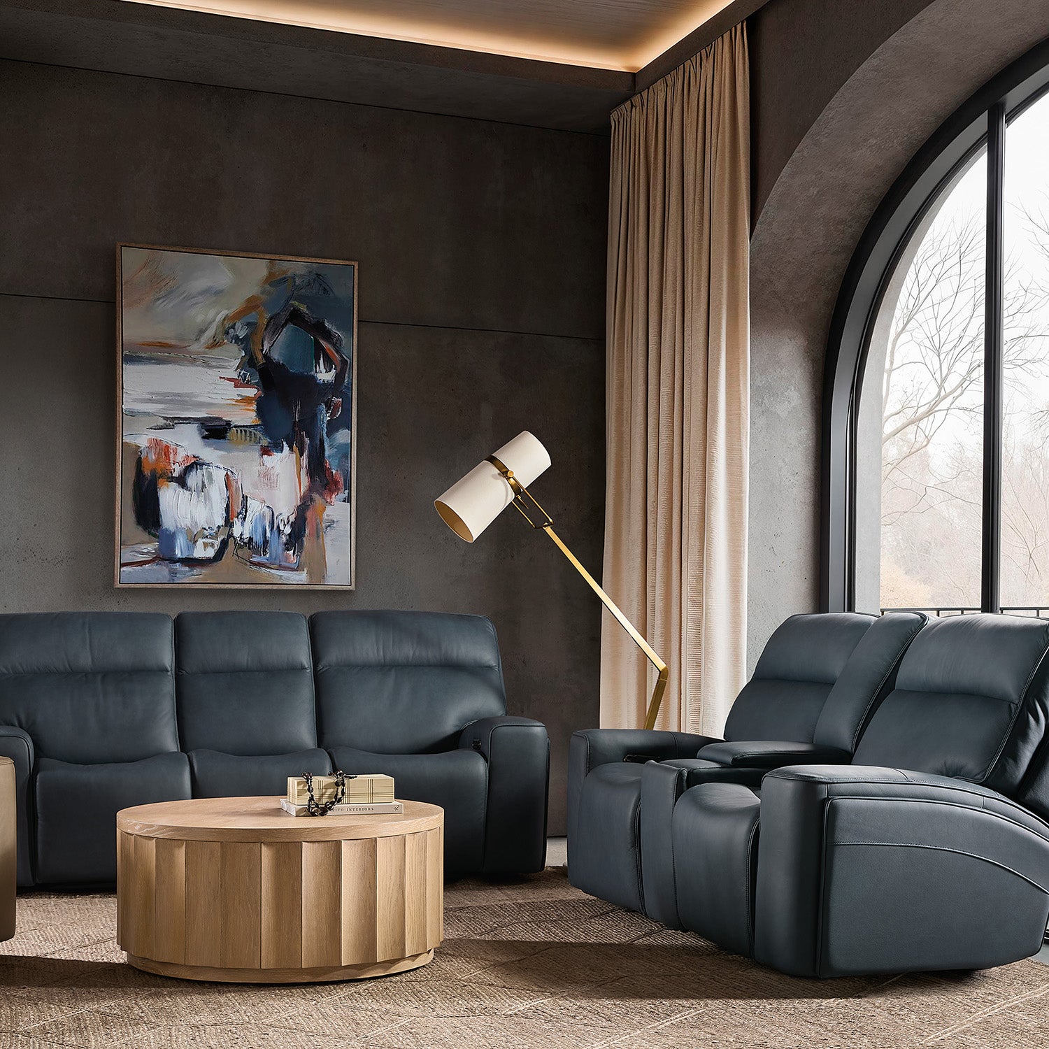 Hooker Furniture Riverton Power Gliding Console Loveseat with Power Headrest and Lumbar