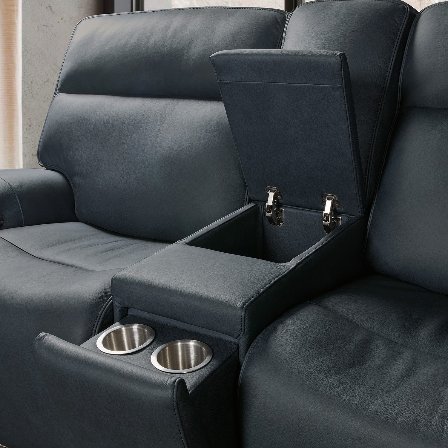 Hooker Furniture Riverton Power Gliding Console Loveseat with Power Headrest and Lumbar