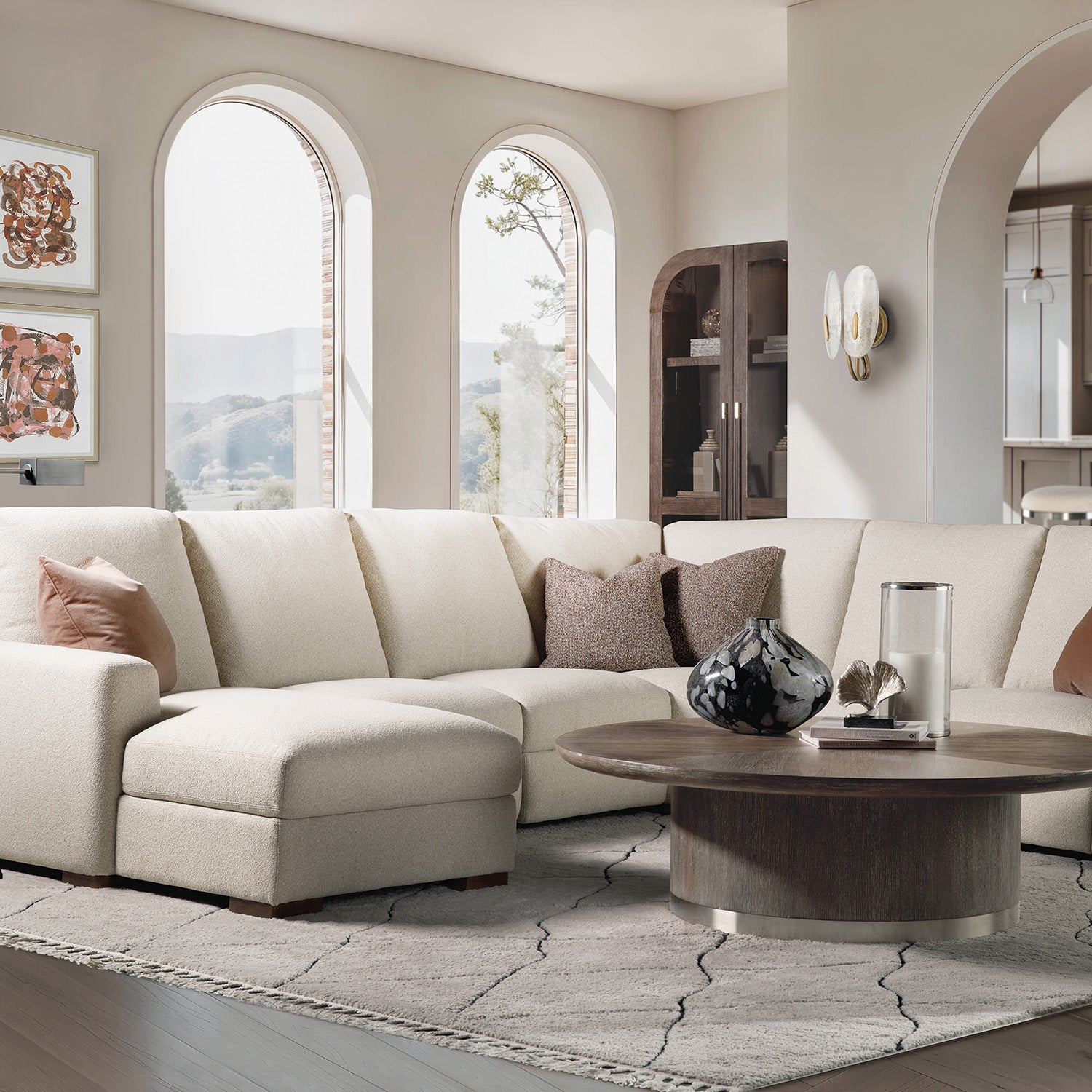 Hooker Furniture Optimus Matera Pearl Five-Seat Sectional Sofa