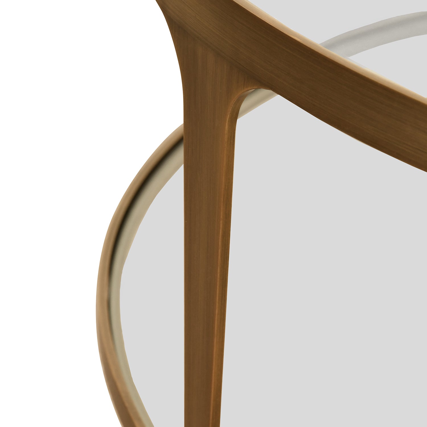 Worlds Away Stacey coffee table, close-up of antique brass frame detail