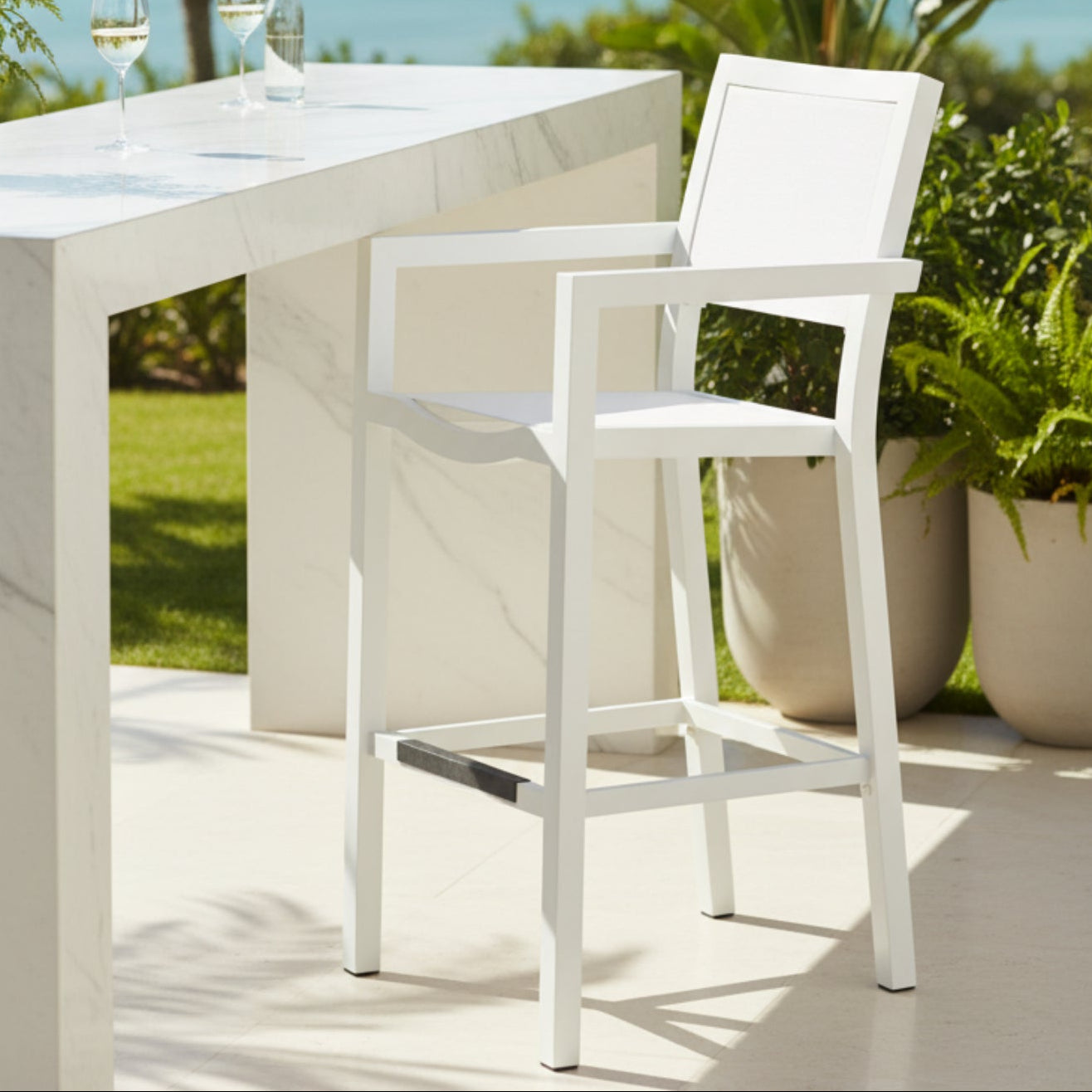 Sunset West Naples Sling Outdoor Barstool Set of 2