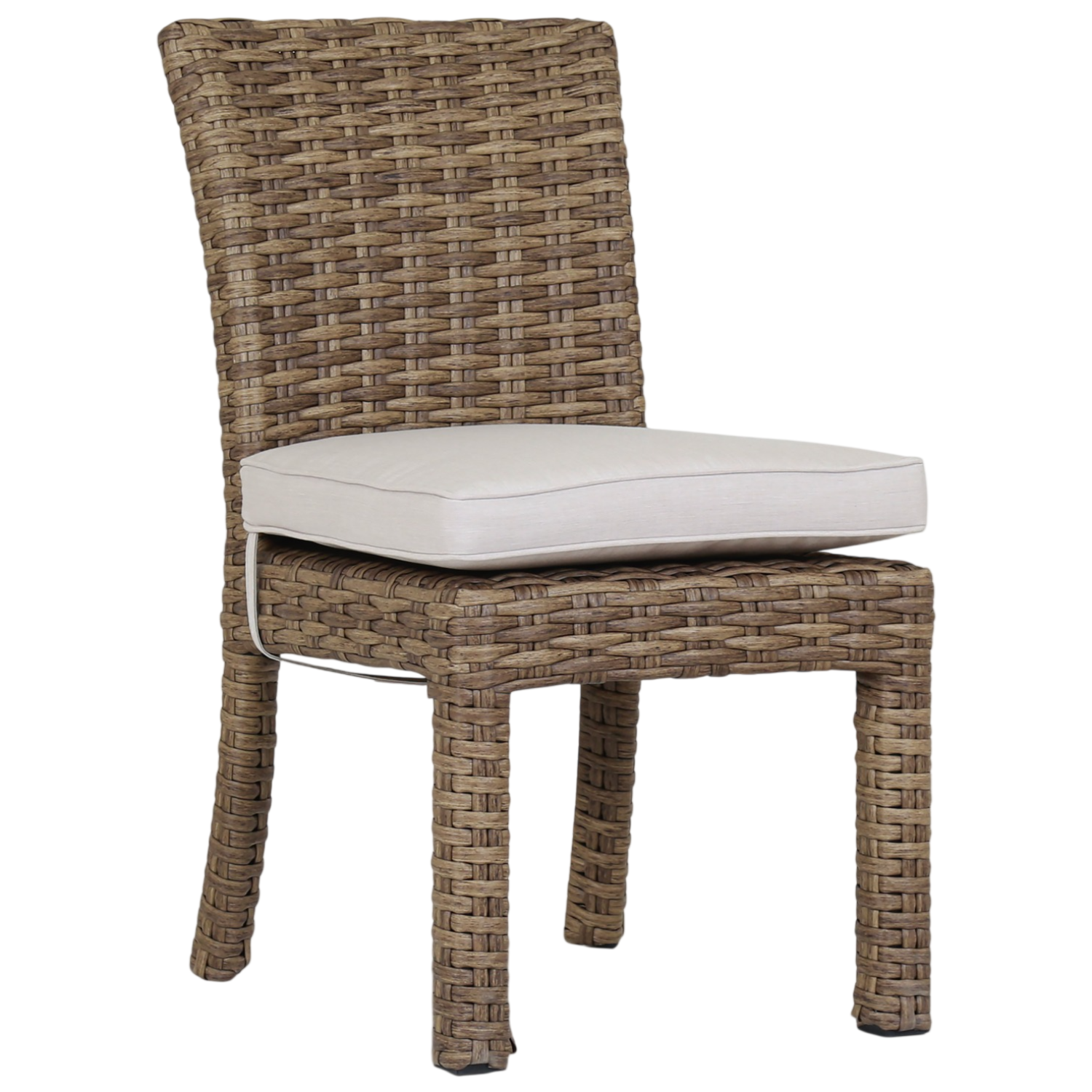 Sunset West Havana Canvas Flax w/Self Welt Outdoor Armless Dining Chair Set of 2
