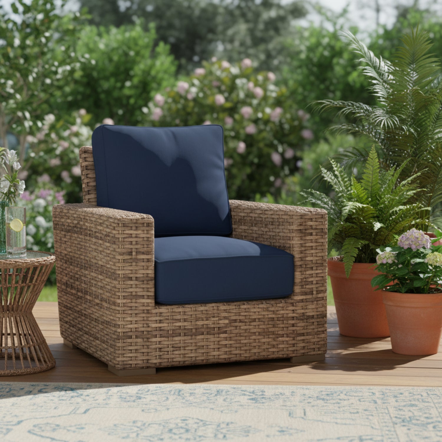 Sunset West Havana Spectrum Indigo w/Self Welt Outdoor Club Chair