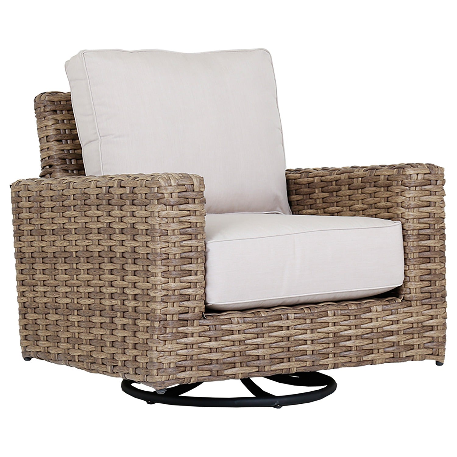 Sunset West Havana Canvas Flax w/Self Welt Outdoor Swivel Club Rocker