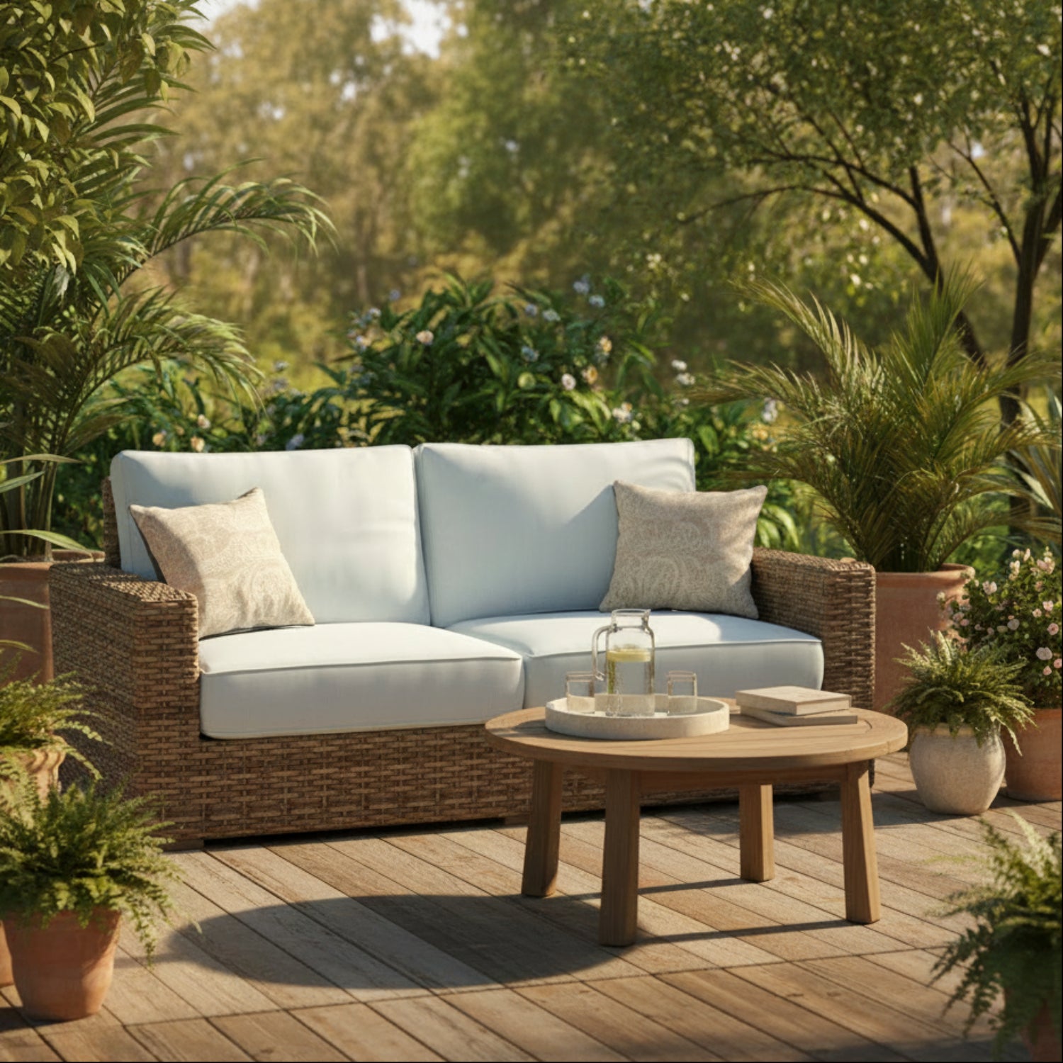 Sunset West Havana Canvas Skyline w/Self Welt Outdoor Loveseat
