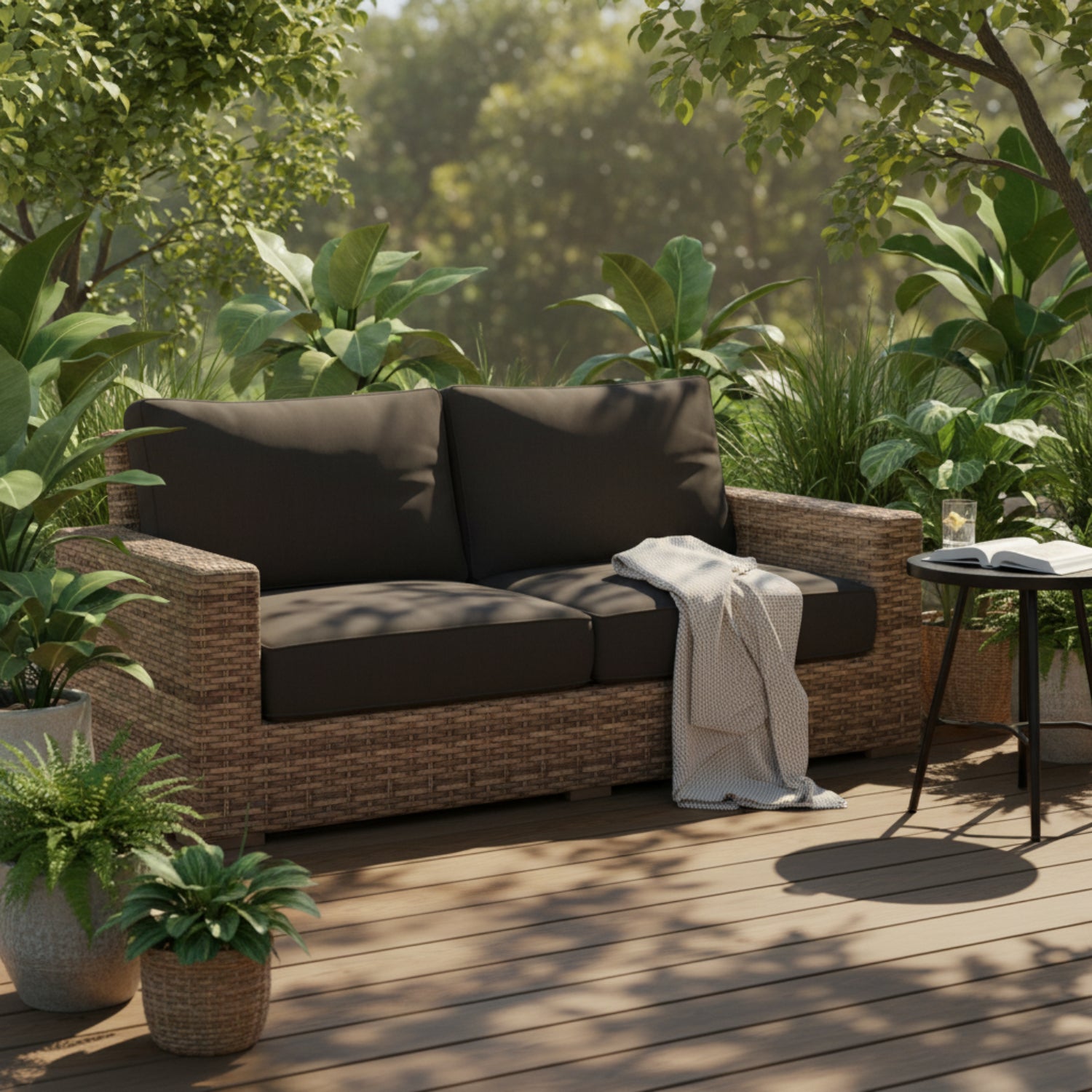 Sunset West Havana Spectrum Carbon w/Self Welt Outdoor Loveseat