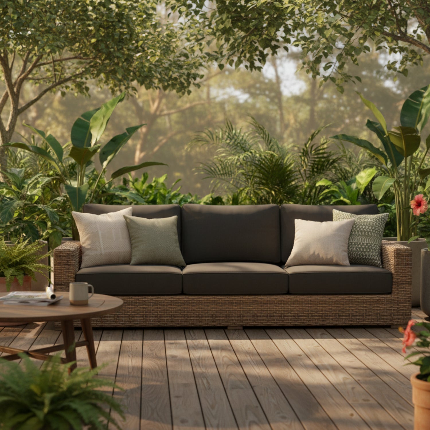 Sunset West Havana Spectrum Carbon w/Self Welt Outdoor Sofa