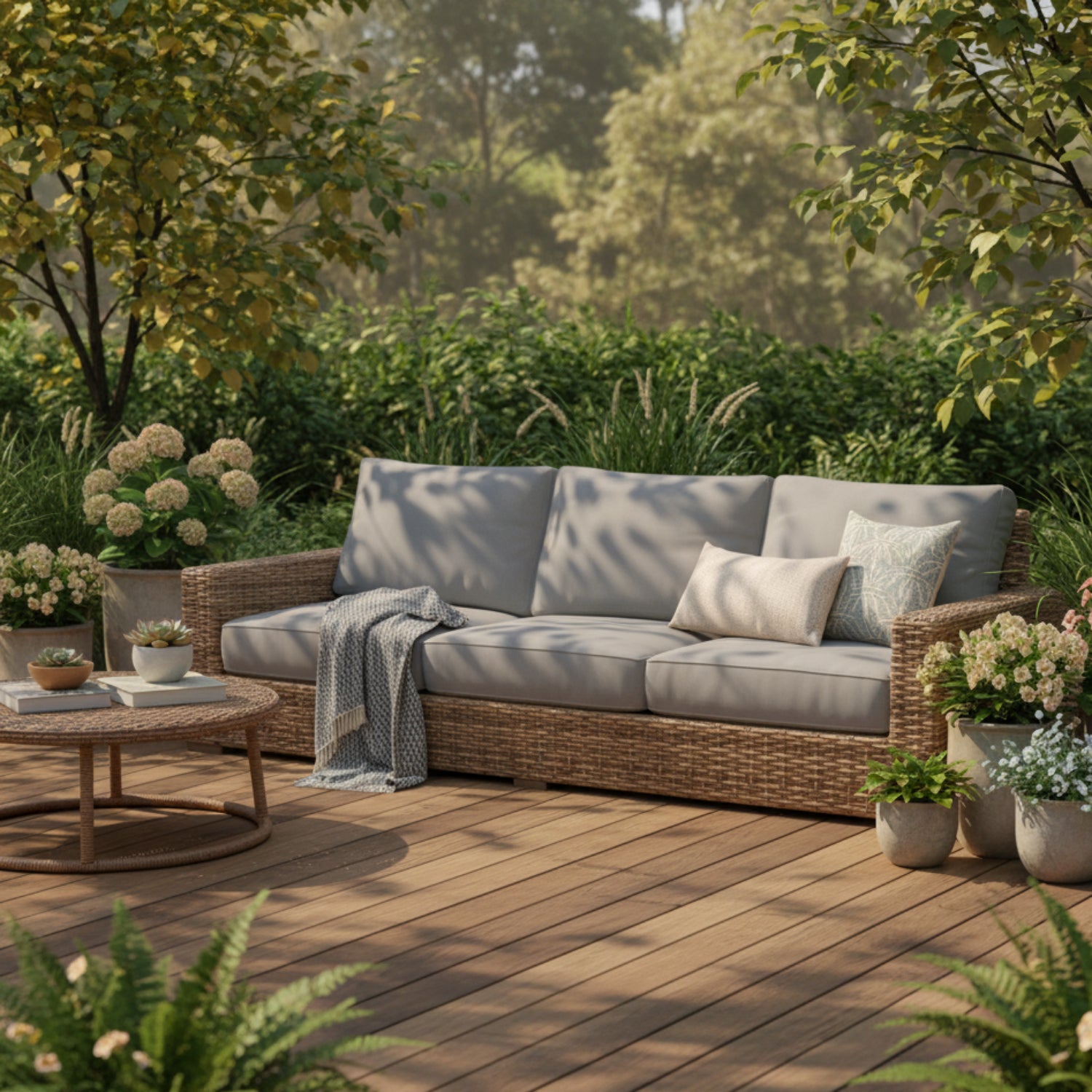 Sunset West Havana Canvas Granite w/Self Welt Outdoor Sofa