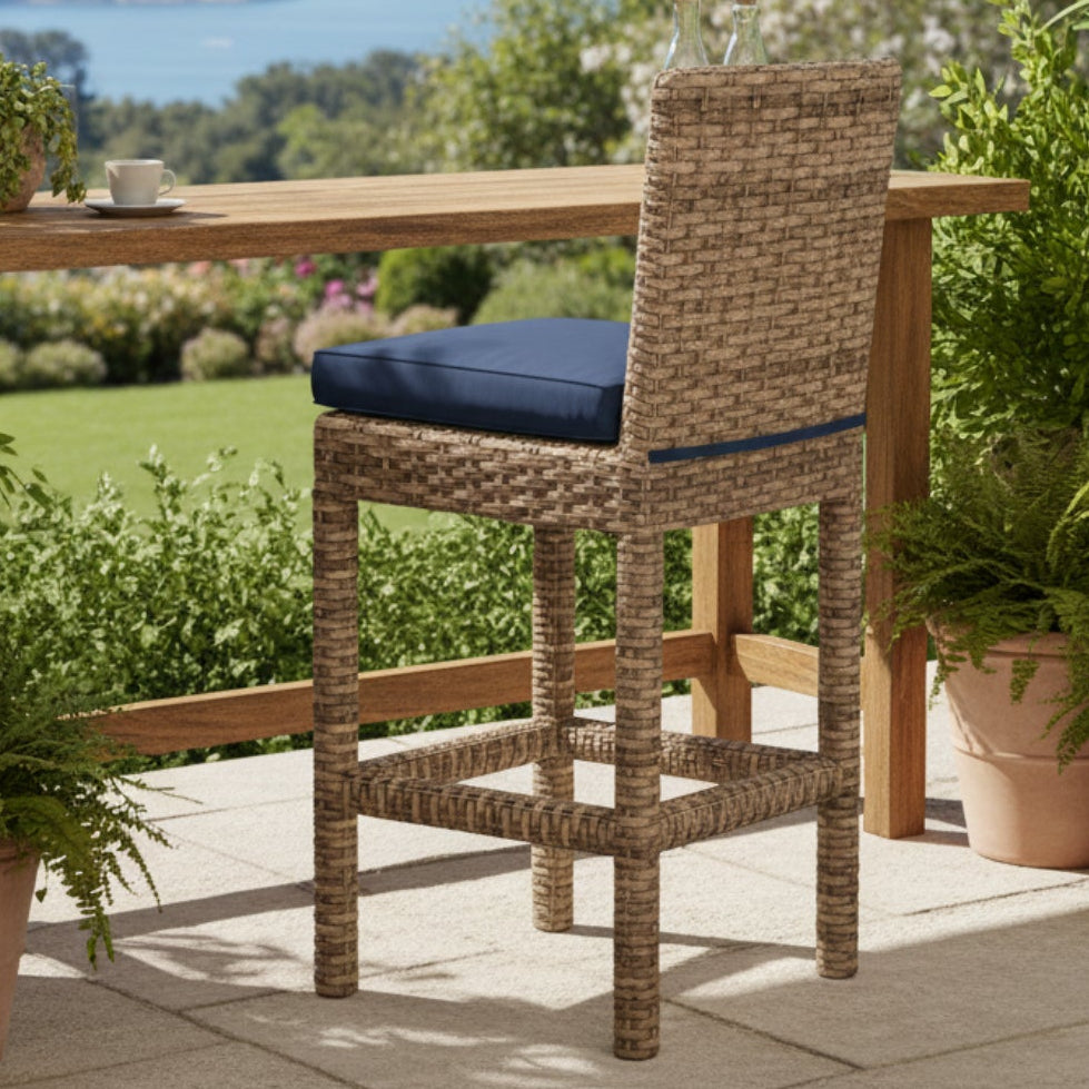 Sunset West Havana Spectrum Indigo w/Self Welt Outdoor Barstool Set of 2