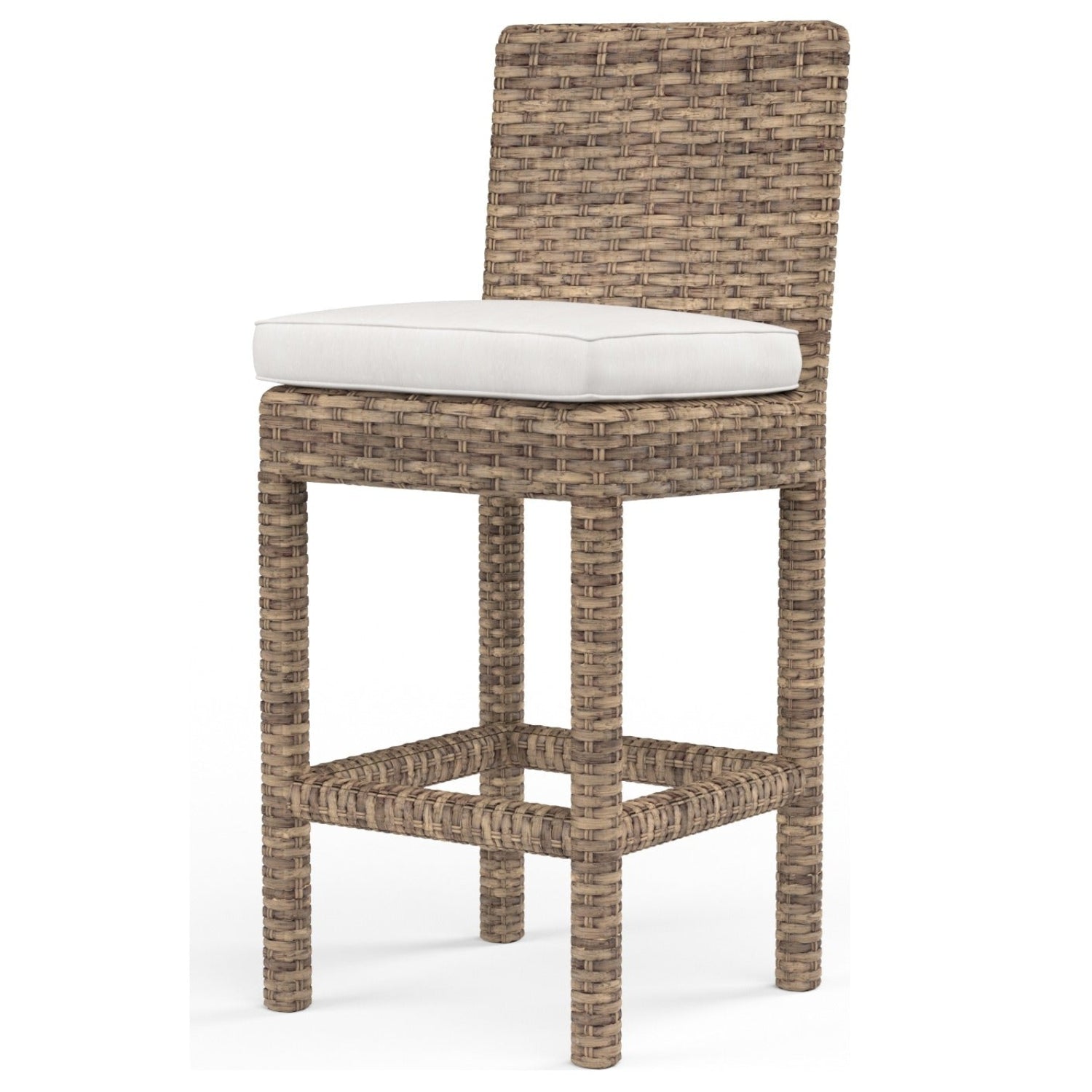 Sunset West Havana Canvas Flax w/Self Welt Outdoor Barstool Set of 2