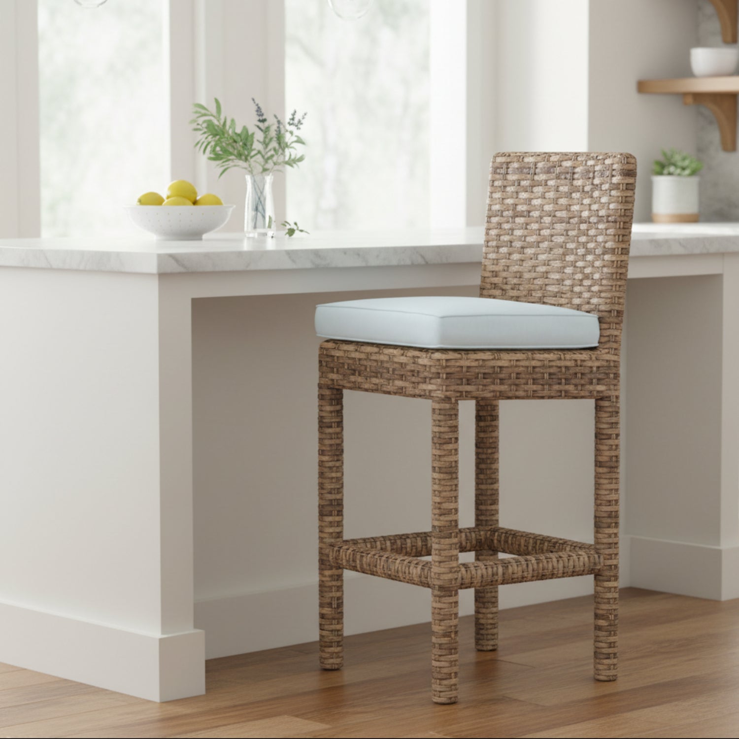 Sunset West Havana Canvas Skyline w/Self Welt Outdoor Counter Stool Set of 2