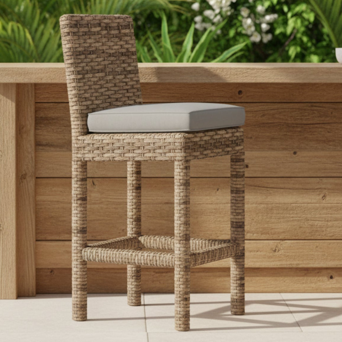 Sunset West Havana Canvas Granite w/Self Welt Outdoor Counter Stool Set of 2