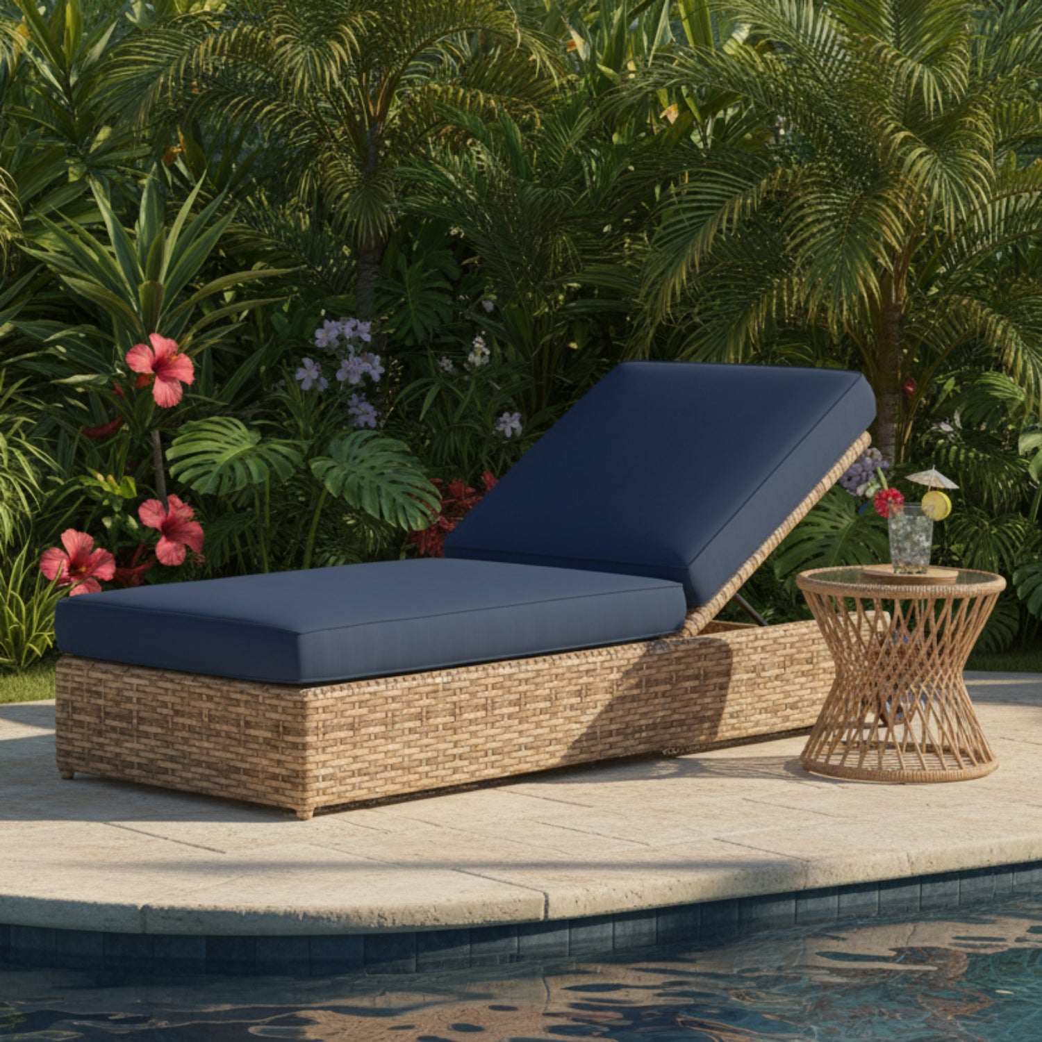 Sunset West Havana Spectrum Indigo w/Self Welt Outdoor Adjustable Chaise