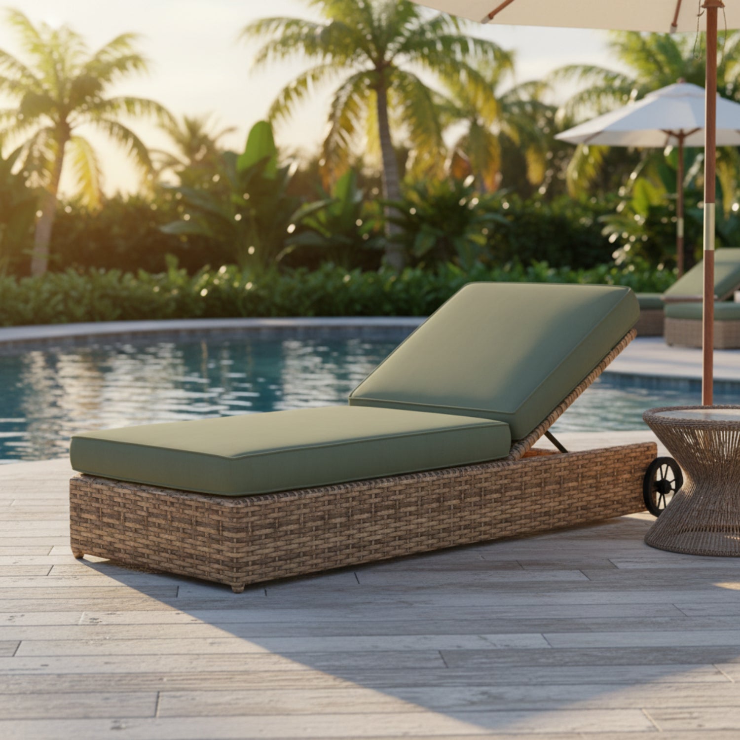 Sunset West Havana Cast Sage w/Self Welt Outdoor Adjustable Chaise