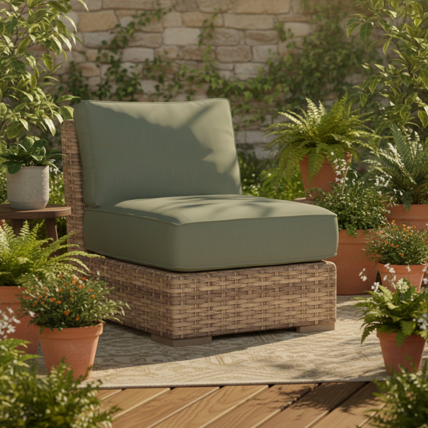 Sunset West Havana Cast Sage w/Self Welt Outdoor Armless Club