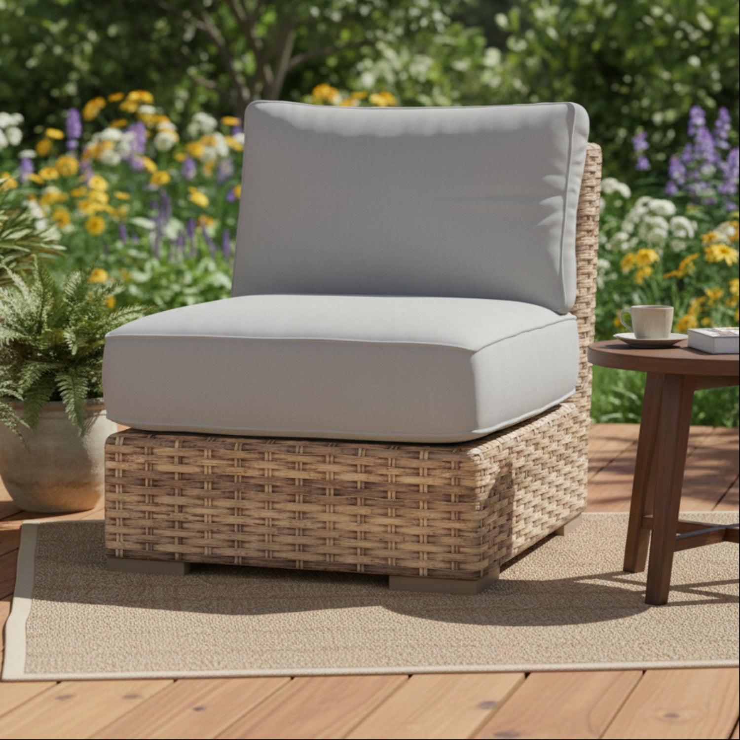 Sunset West Havana Canvas Granite w/Self Welt Outdoor Armless Club