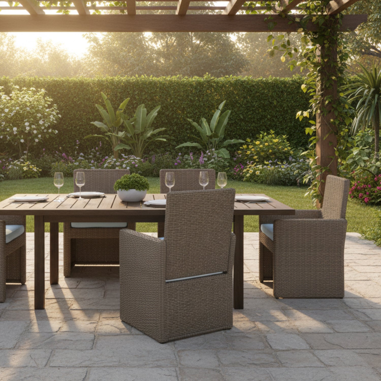 Sunset West Coronado Canvas Skyline w/Self Welt Outdoor Dining Chair Set of 2