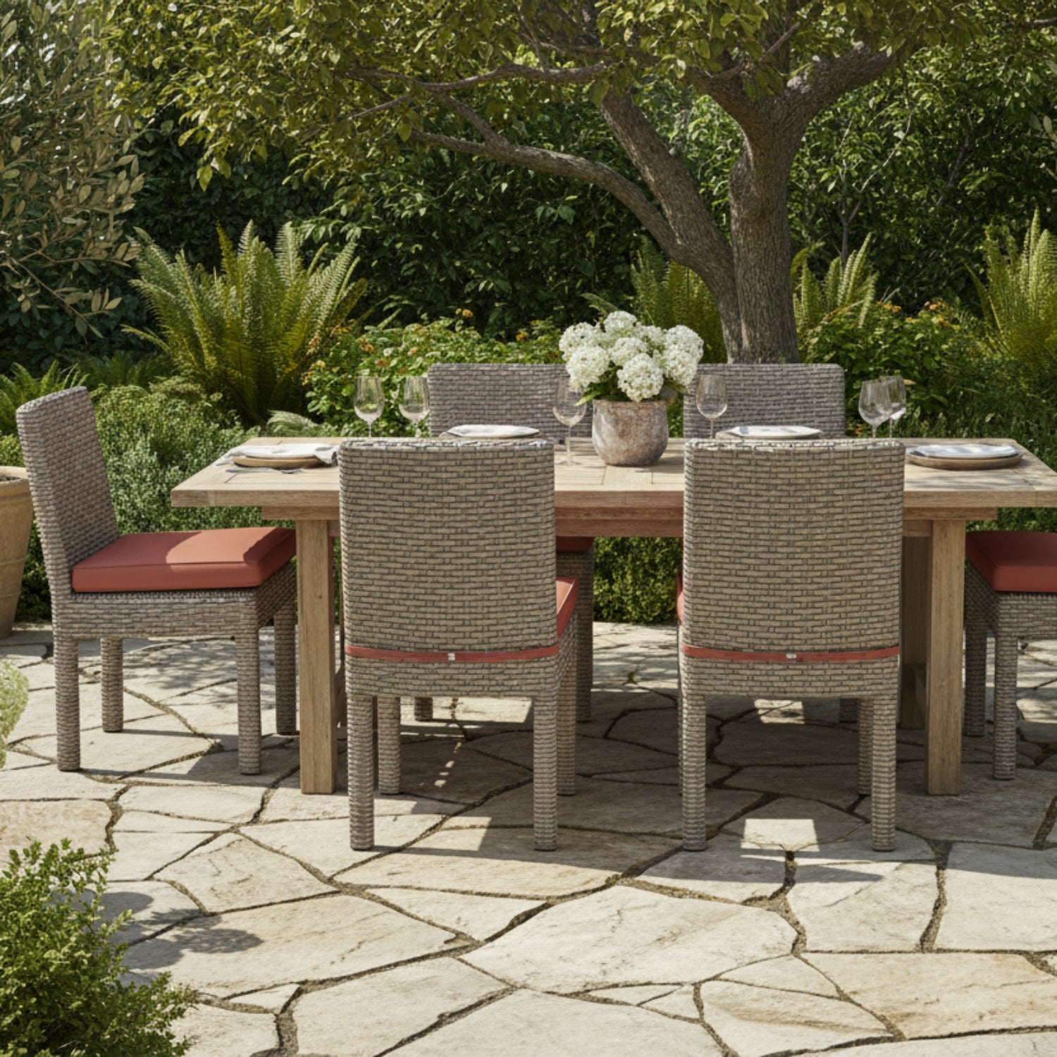 Sunset West Coronado Canvas Henna w/Self Welt Outdoor Armless Dining Chair Set of 2