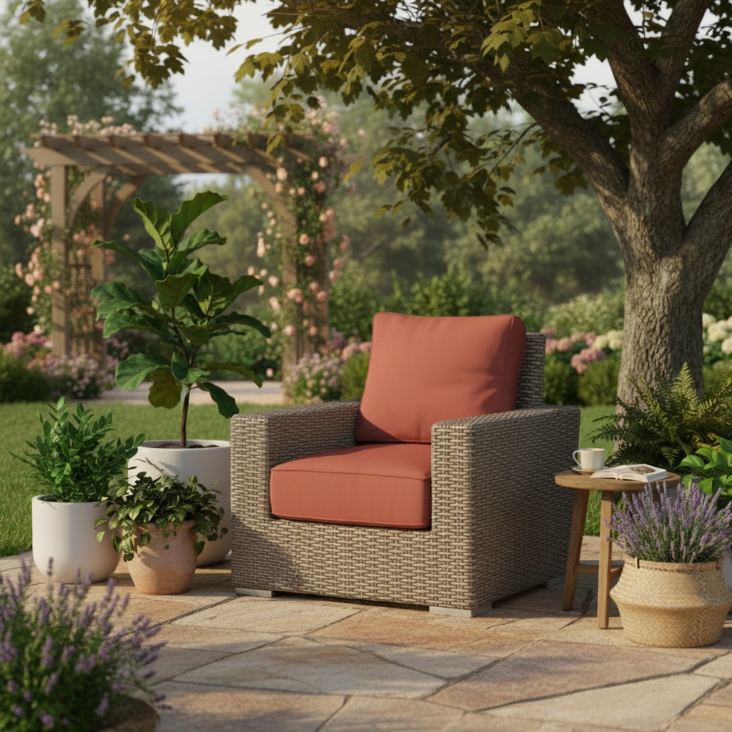 Sunset West Coronado Canvas Henna w/Self Welt Outdoor Club Chair