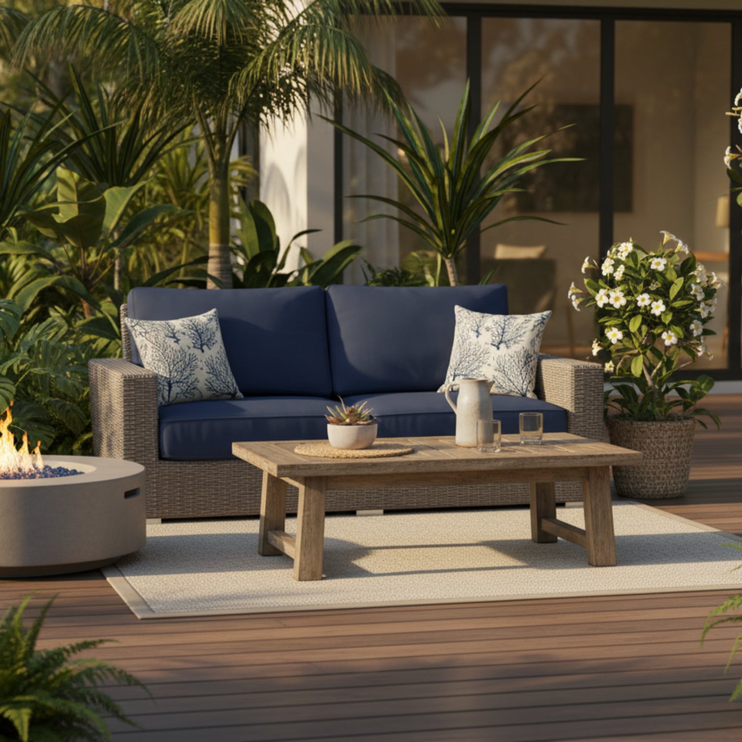 Sunset West Coronado Spectrum Indigo w/Self Welt Outdoor Loveseat