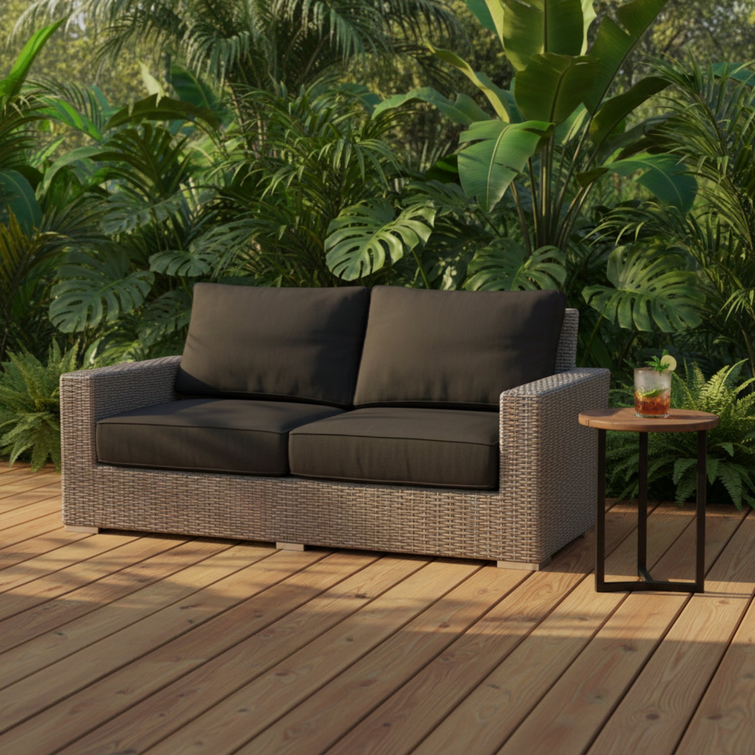 Sunset West Coronado Spectrum Carbon w/Self Welt Outdoor Loveseat
