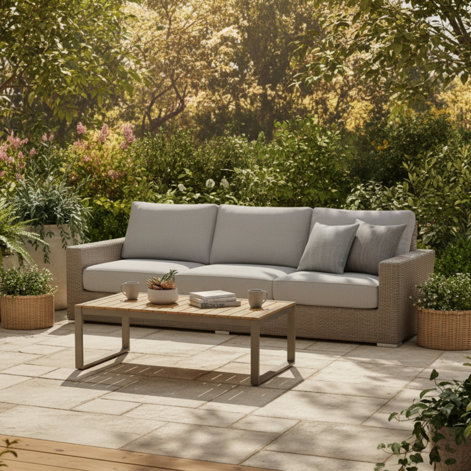 Sunset West Coronado Canvas Granite w/Self Welt Outdoor Sofa